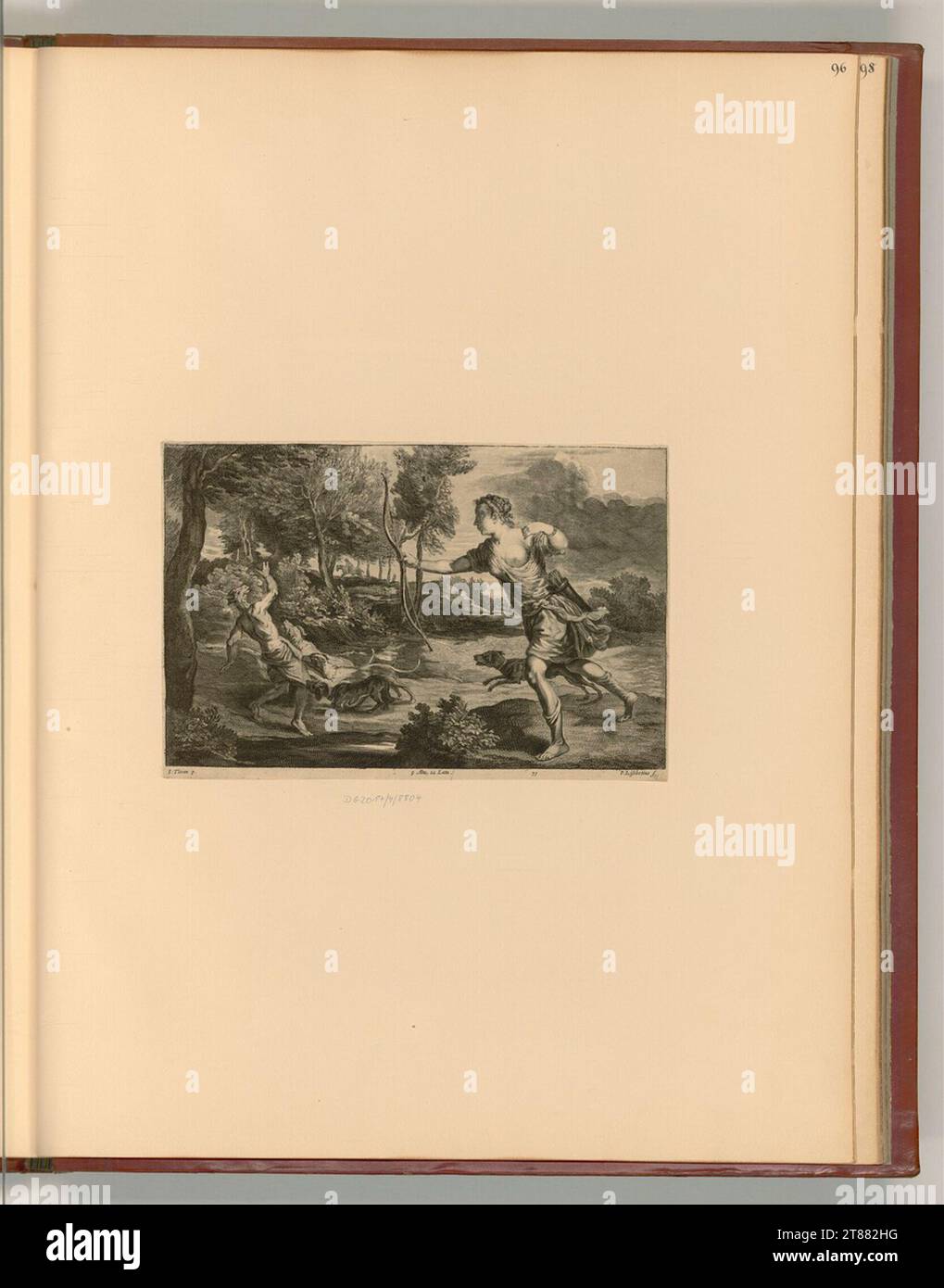 Peeter van Lisebetten (graveur) mort d'Actaeon. Gravure sur cuivre, gravure 1630-1678, 1630/1678 Banque D'Images
