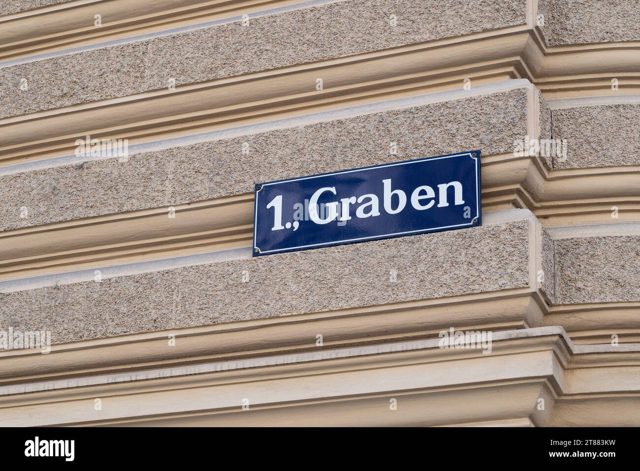 Vienne, Autriche 29 septembre 2023. Panneau de rue Graben sur le vieux bâtiment dans la vieille ville de vienne (premier arrondissement) Banque D'Images