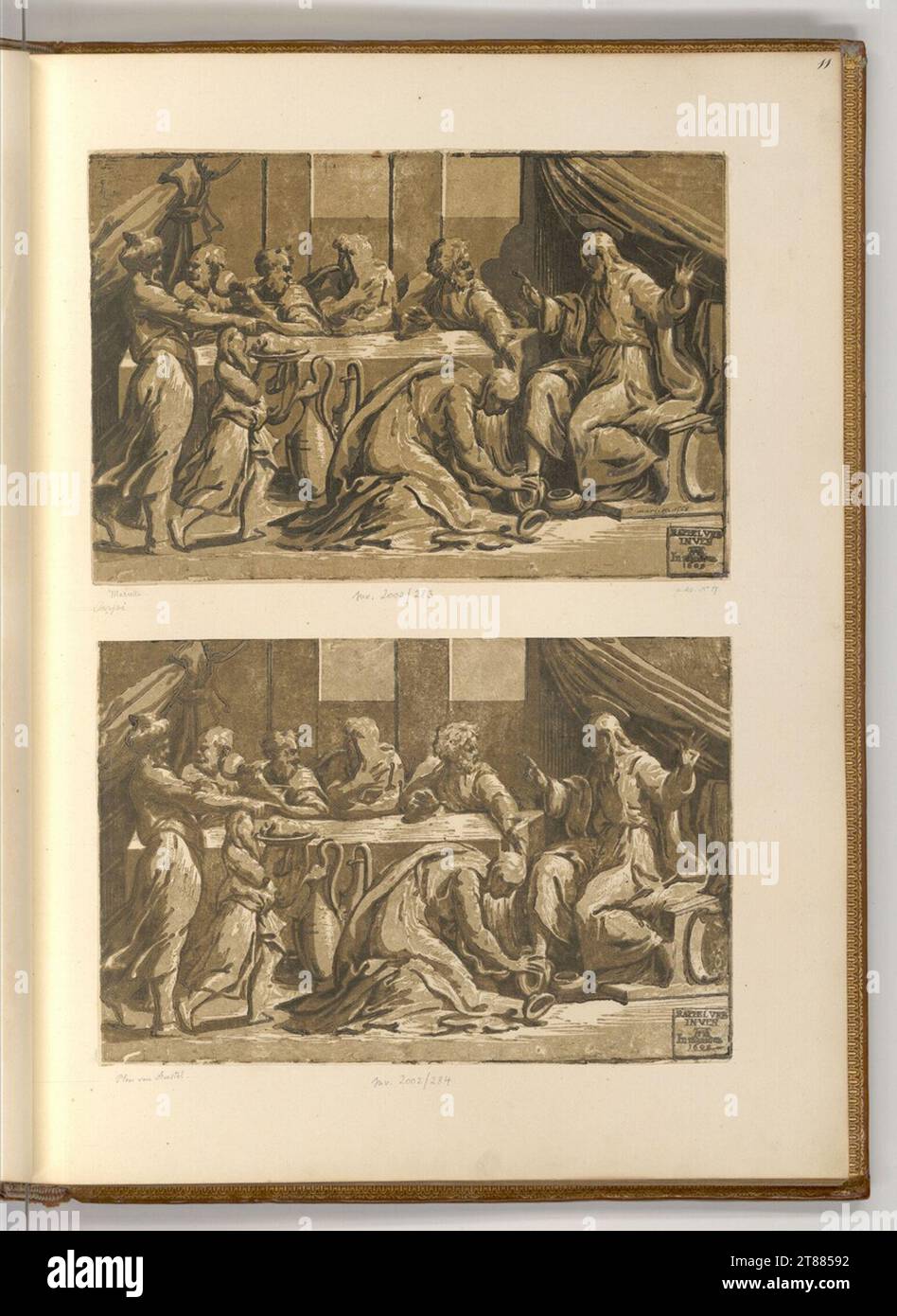 Alessandro Gandini le repas d'accueil dans la Maison des Pharisiens Simon. Clair OBSCUR gravure sur bois de trois planches 1540-1550, 1609 Banque D'Images
