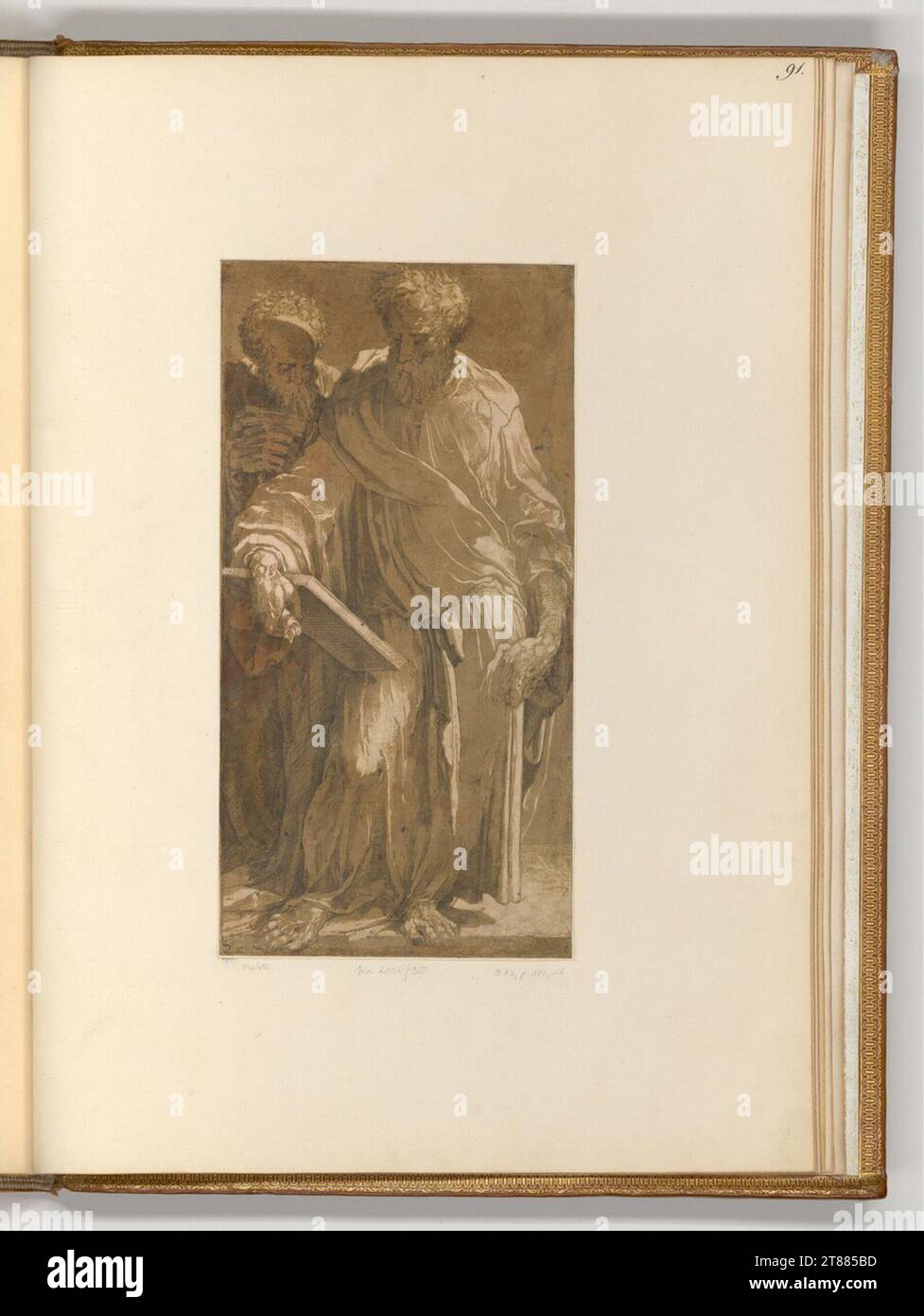 Domenico Beccafumi gen. Mecarino deux apôtres. Gravure sur cuivre et plaque sonore (ocre) 1544-1547, 1544/1547 Banque D'Images