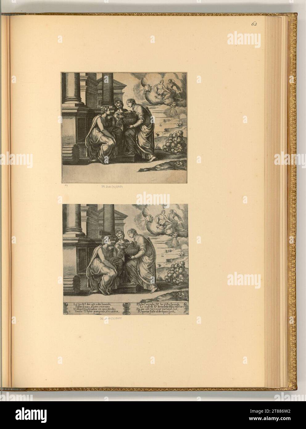Maître au Dé psyché présente des cadeaux à ses sœurs. Gravure sur cuivre 1530-1560, 1530/1560 Banque D'Images