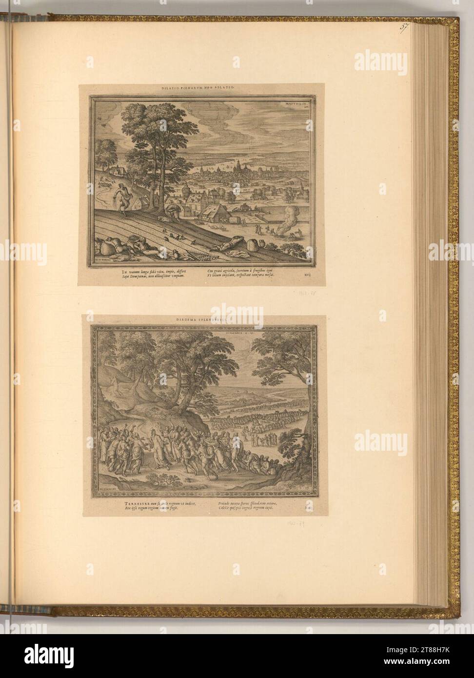 Pieter Van der Borcht (graveur) parabole de grain de blé ; Christ fuit de la foule. gravure 1581, 1581 Banque D'Images