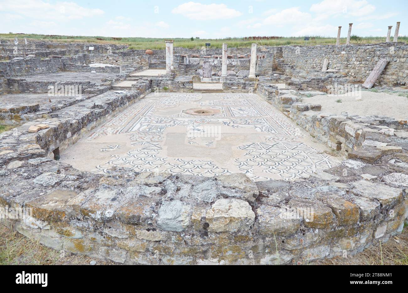 Les ruines antiques de Stobi en Macédoine du Nord sont connues pour leur mosaïque bien préservée Banque D'Images