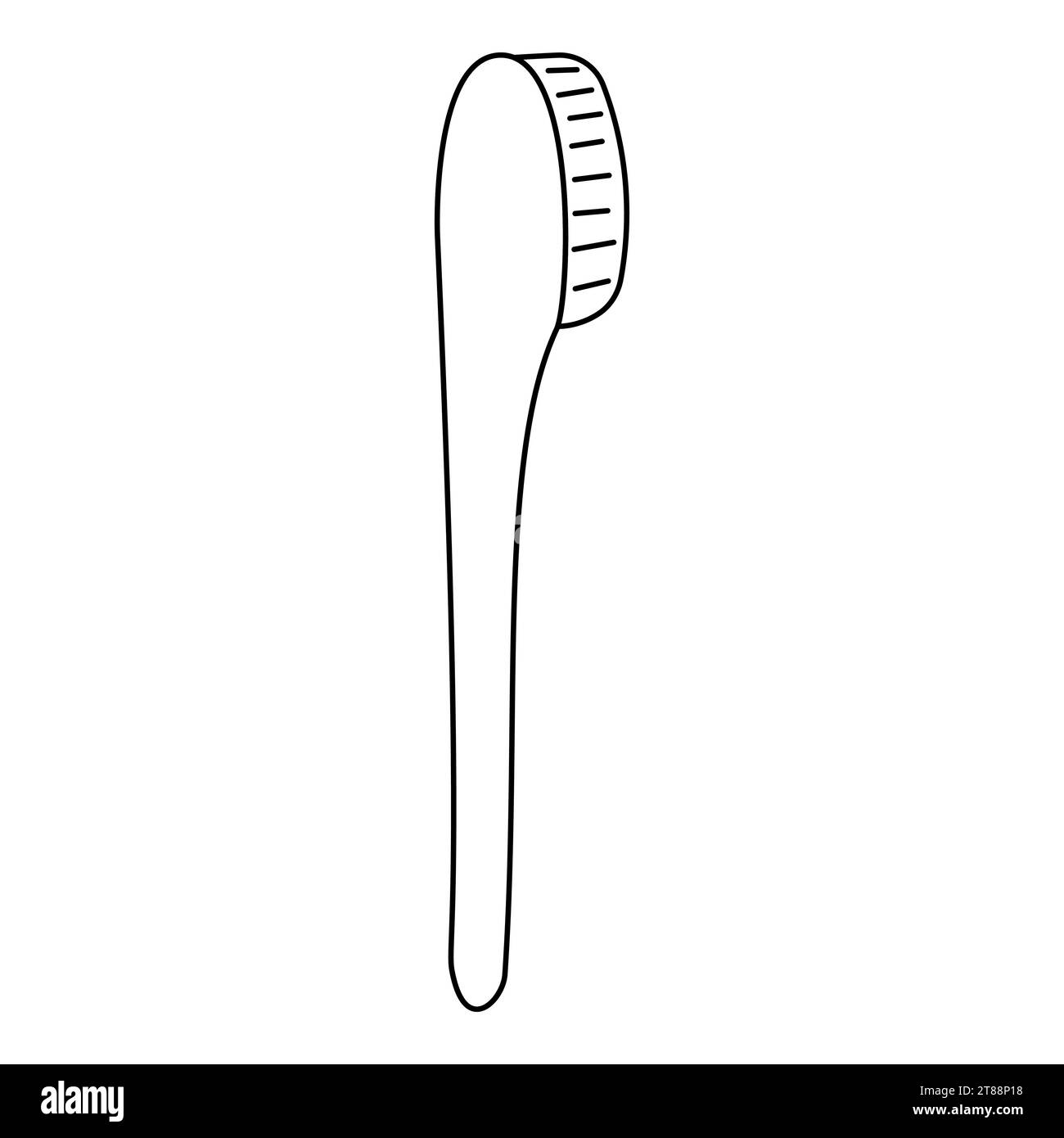 brosse à dents éco recyclable en bois ligne doodle coloriage icône illustration vectorielle Illustration de Vecteur