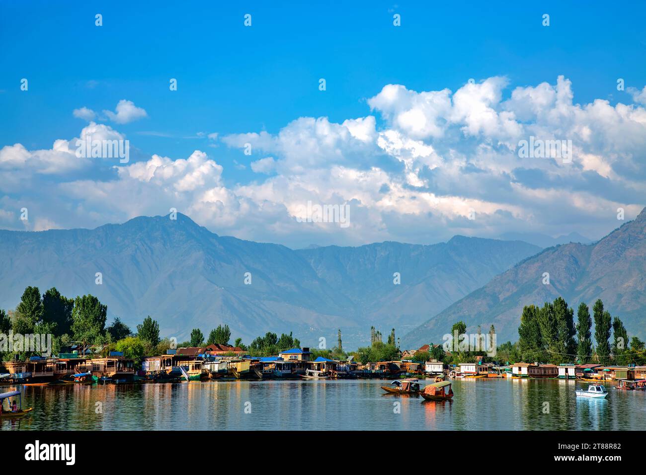 Shikars bateau sur le lac dale à Srinagar, Jammu Cachemire, Inde. Banque D'Images