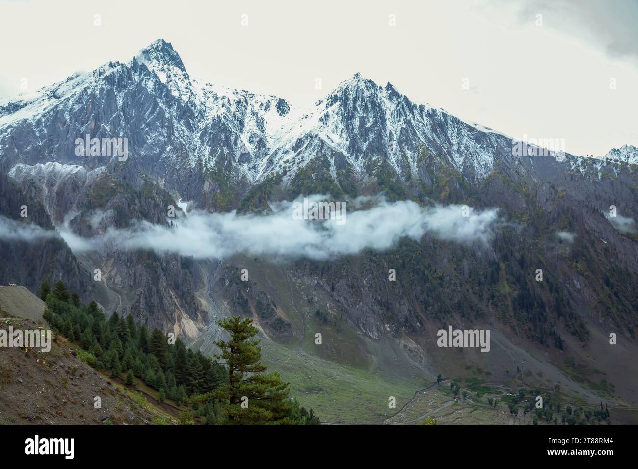 Maintenant la montagne coiffée dans la station de colline de Sonamarg dans Jammu Cachemire inde. Banque D'Images