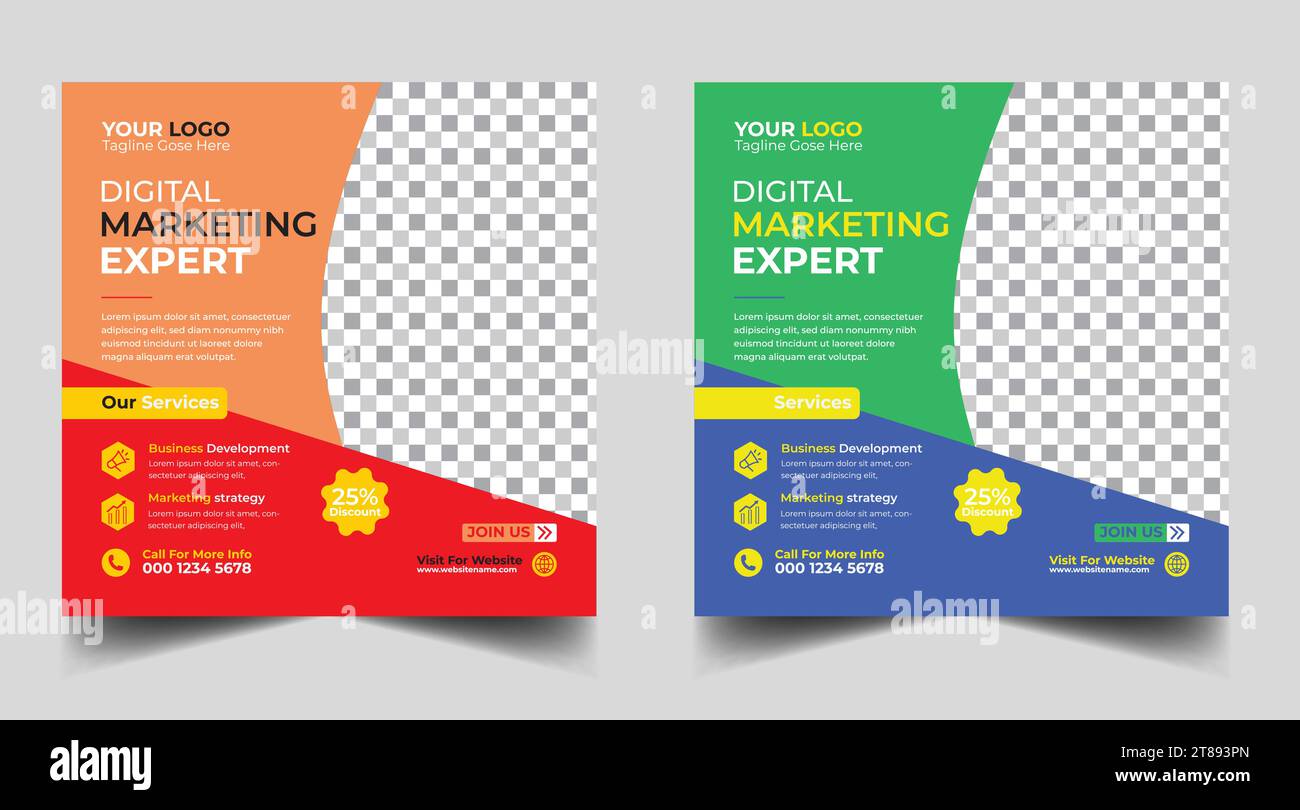 Modèle de conception de bannière de marketing numérique. Modèle de publication de médias sociaux de marketing d'entreprise numérique. Modèle de conception de bannière de médias sociaux. Pos. Des médias sociaux Illustration de Vecteur