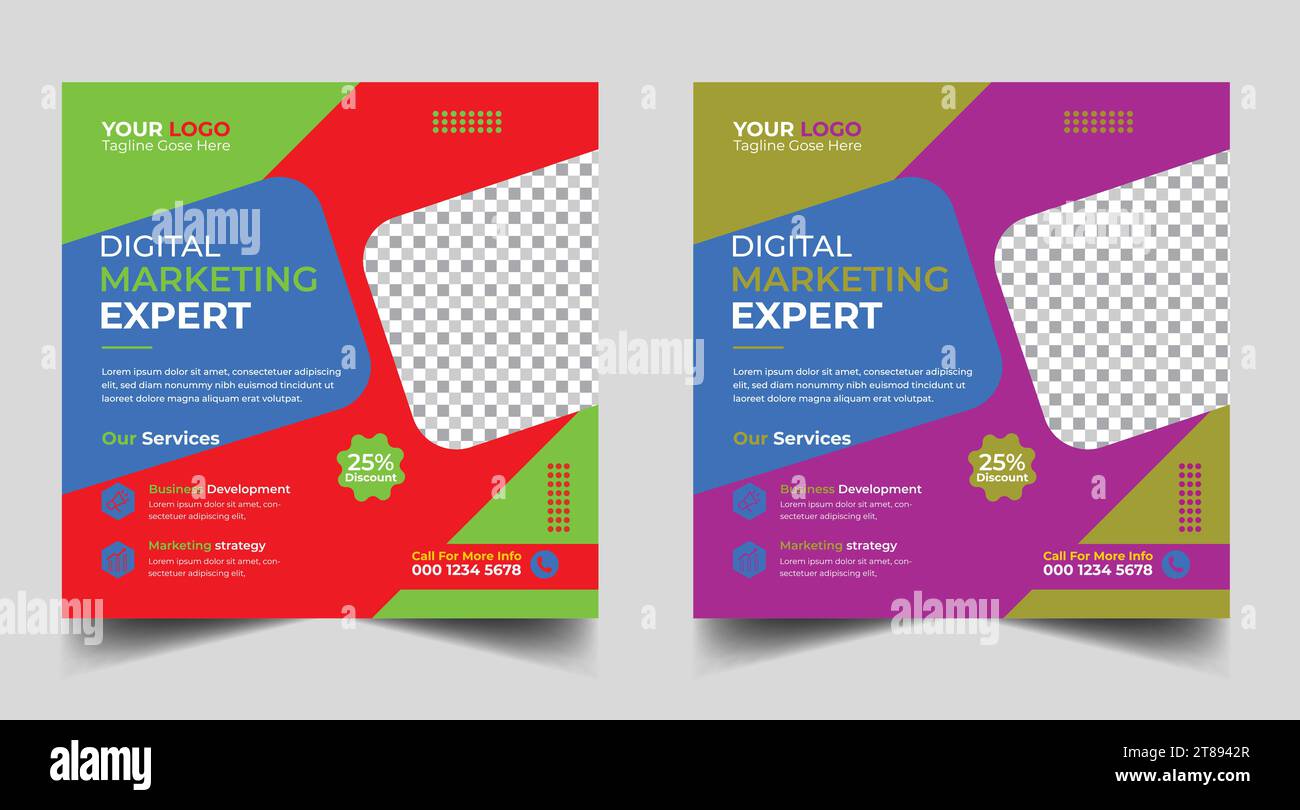 Modèle de conception de bannière de marketing numérique. Modèle de publication de médias sociaux de marketing d'entreprise numérique. Modèle de conception de bannière de médias sociaux. Pos. Des médias sociaux Illustration de Vecteur