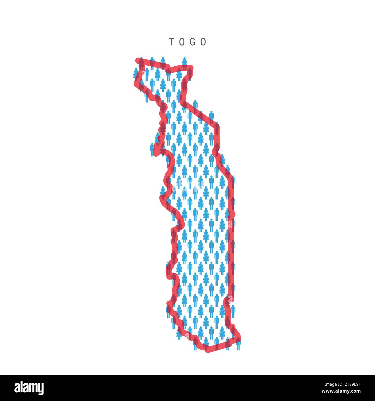 Carte de la population du Togo. Stick chiffres République togolaise