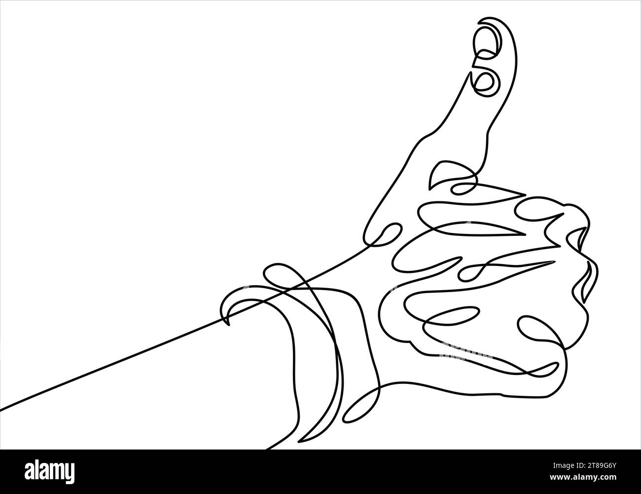 Dessin en ligne continue avec pouce vers le haut Illustration de Vecteur