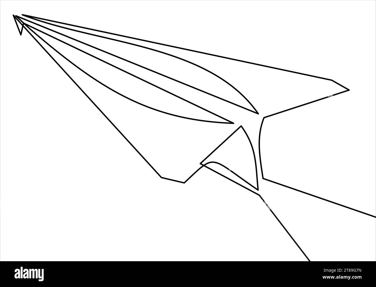 Dessin d'une ligne continue l'objet scénario isolé avion en papier vole Illustration de Vecteur