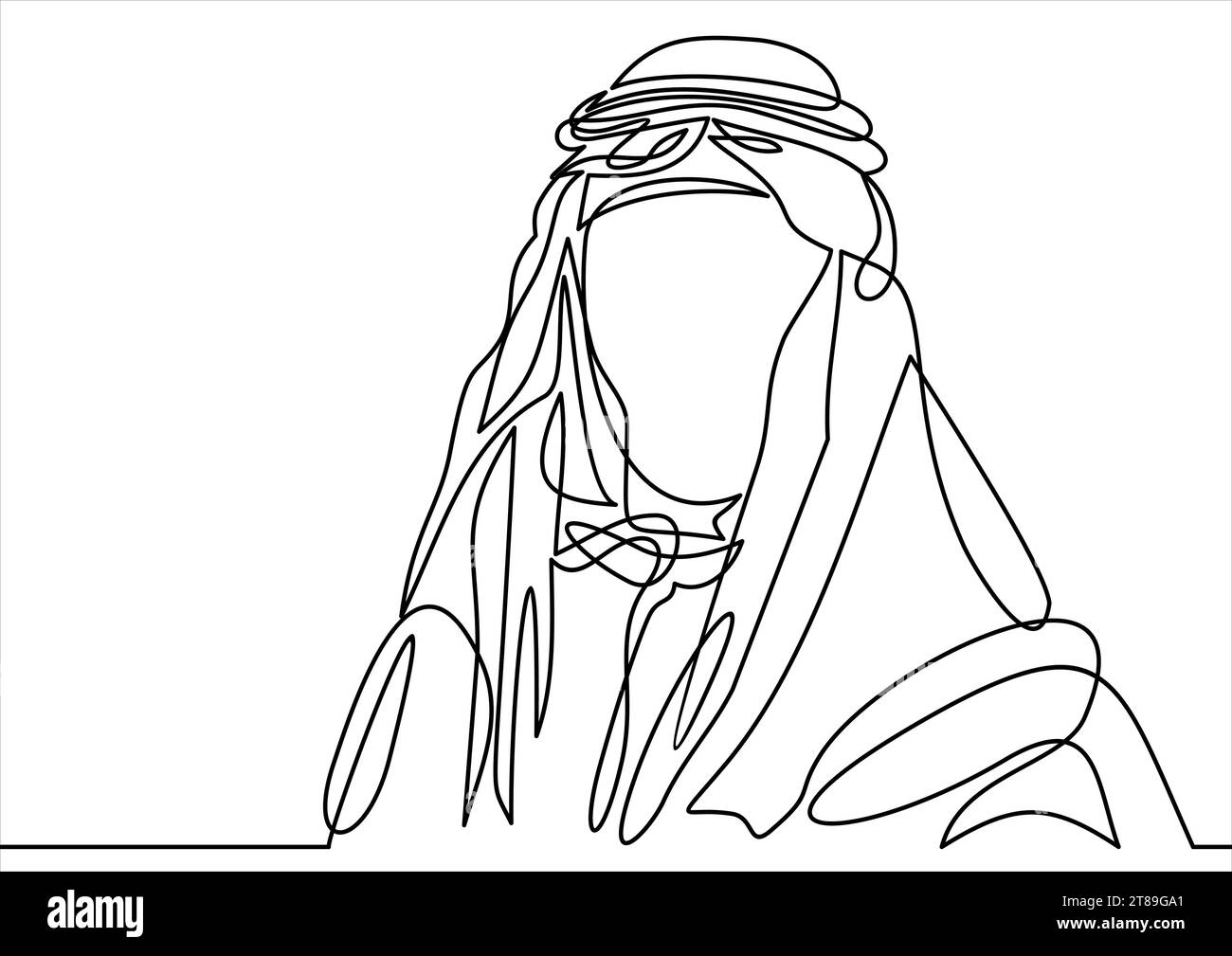 homme arabe du moyen-orient debout en keffiyeh - dessin à une seule ligne Illustration de Vecteur