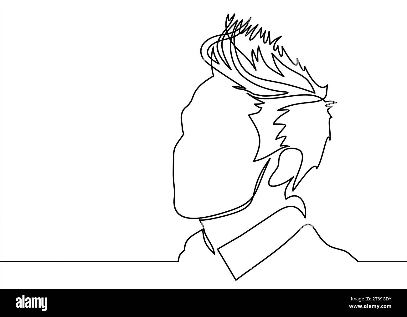 Dessin continu d'une ligne de portrait d'homme. Coiffure. Style tendance pour Homme. Illustration de Vecteur