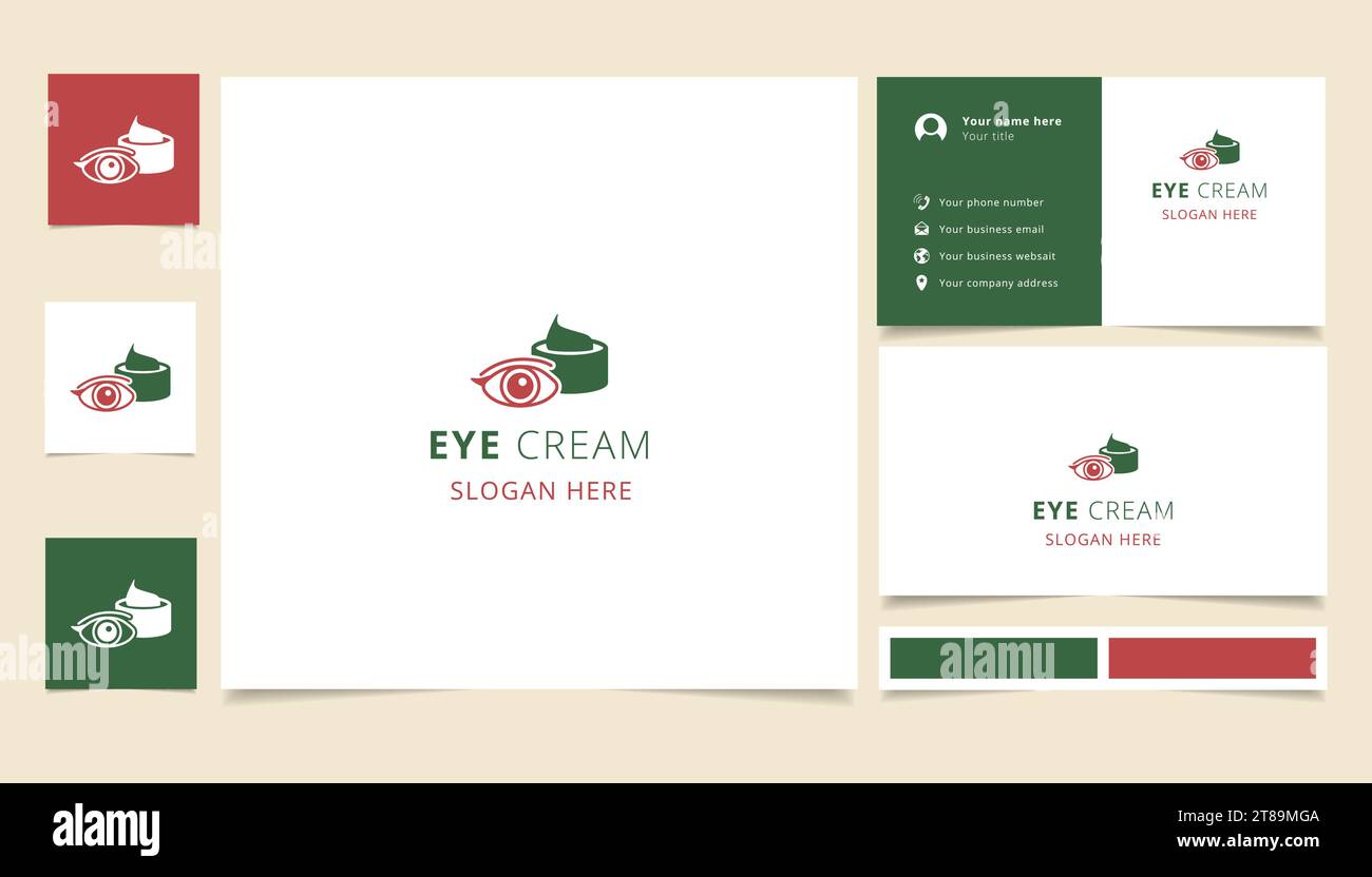 Logo Eye Cream avec texte modifiable. Modèle de livre de marque et de carte de visite. Illustration de Vecteur