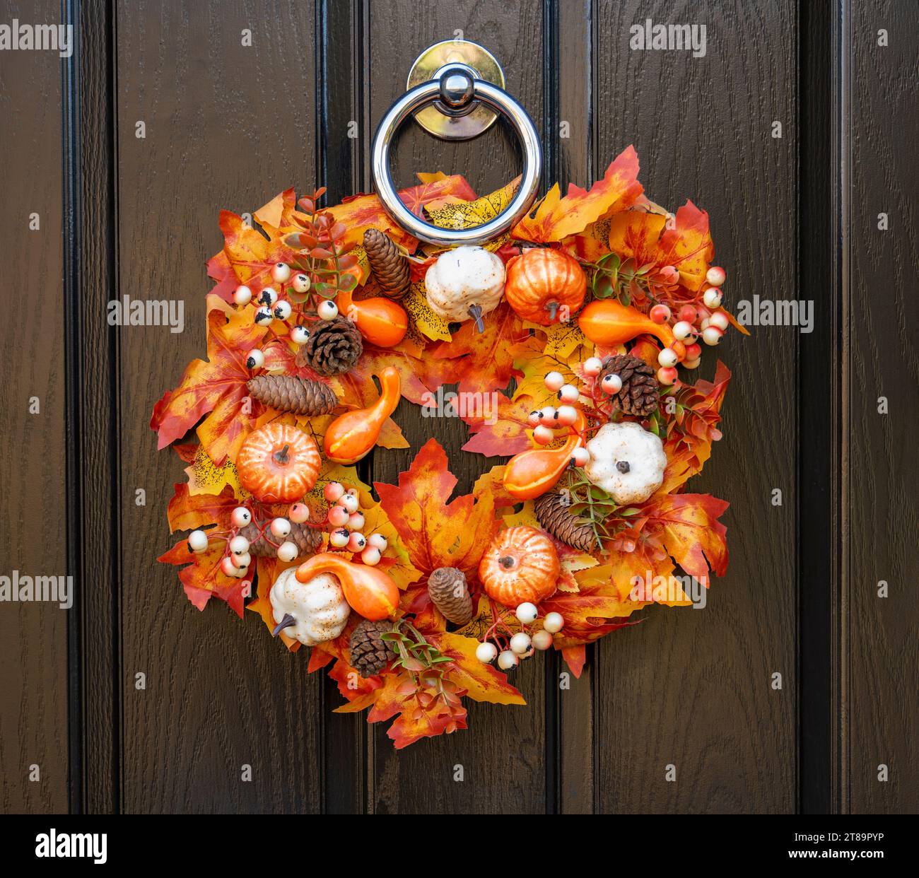 Une couronne de porte d'automne dans la vallée de Ribble, Lancashire, Royaume-Uni. Banque D'Images