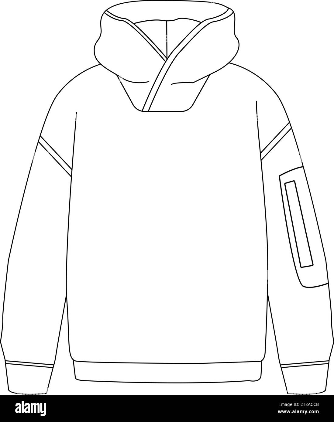 Hoodie Sweatshirt maquette modèle vecteur conception avant et arrière, Illustration de Vecteur