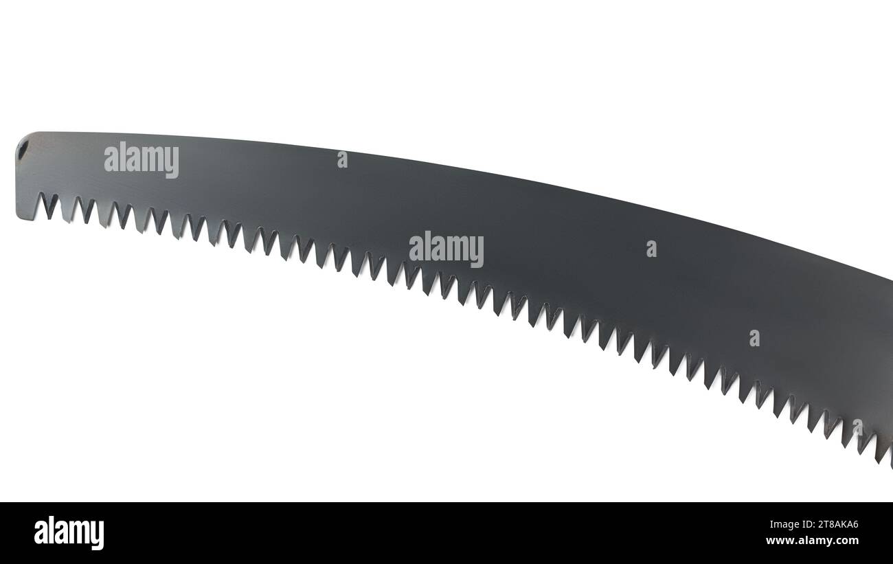 gros plan de la lame de scie à main, scie à métaux avec lame incurvée spécialement conçue pour couper à travers le bois, faire des coupes rapides et propres à travers Banque D'Images