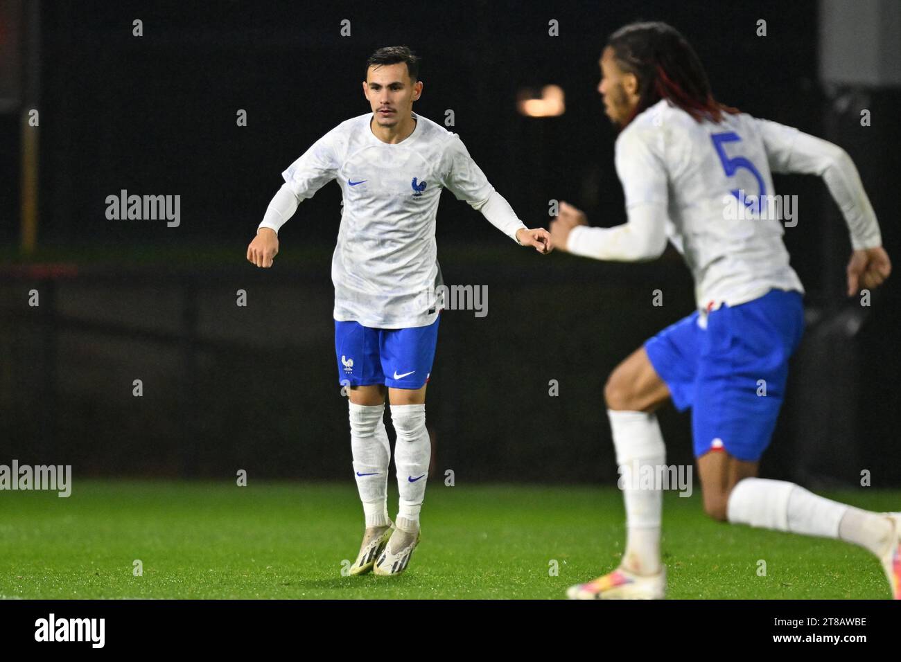 Tubize, Belgique. 18 novembre 2023. Marvin DE LIMA (13) de France photographié lors d'un match amical de football entre les équipes nationales de moins de 20 ans de Belgique et de France le samedi 18 novembre 2023 à Tubize, Belgique . Crédit : Sportpix/Alamy Live News Banque D'Images