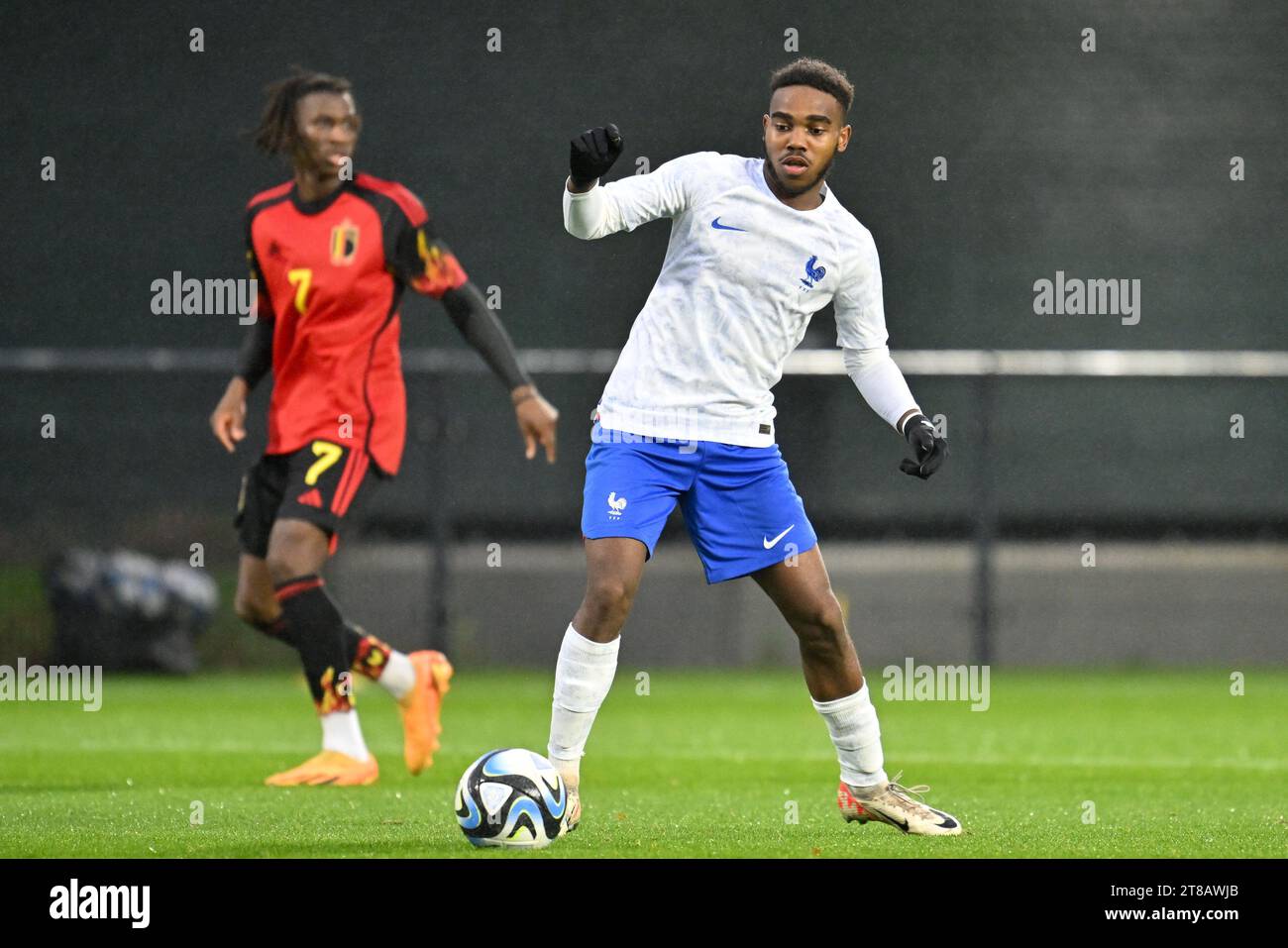 Tubize, Belgique. 18 novembre 2023. Islam HALIFA (21 ans) de France photographié lors d'un match amical de football entre les équipes nationales de moins de 20 ans de Belgique et de France le samedi 18 novembre 2023 à Tubize, Belgique . Crédit : Sportpix/Alamy Live News Banque D'Images