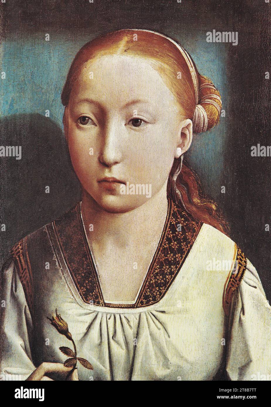 Juan de Flandes 1465 Palencia Espagnol Espagne 1519 - Portrait de l'Infante. Catherine d'Aragon 1496 Banque D'Images