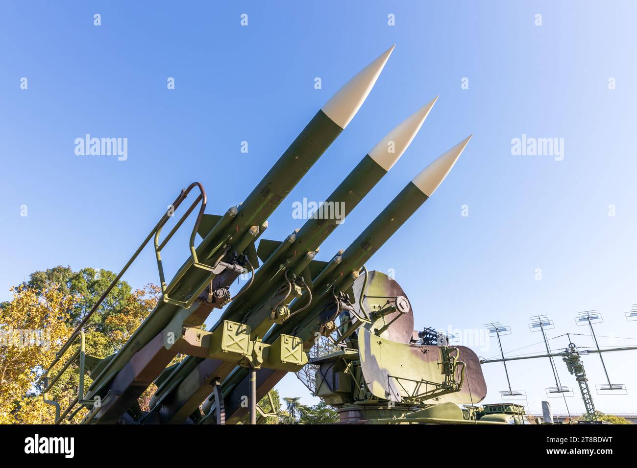 Vieux système mobile de missiles de défense aérienne Banque D'Images