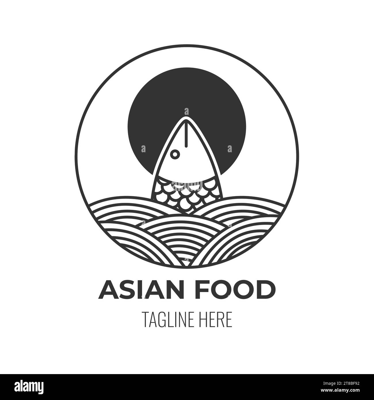 LOGO icône asiatique café alimentaire illustration vectorielle isolée, design minimal. icône du café asiatique de fruits de mer. Illustration vectorielle Illustration de Vecteur