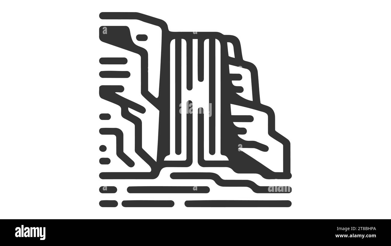 Icône cascade. Design de style plat isolé sur fond blanc. Illustration de Vecteur