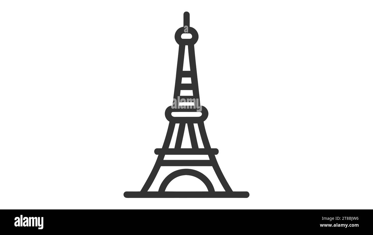 Tour Eiffel Paris france Black Silhouette logo design Illustration vectorielle. Illustration de Vecteur