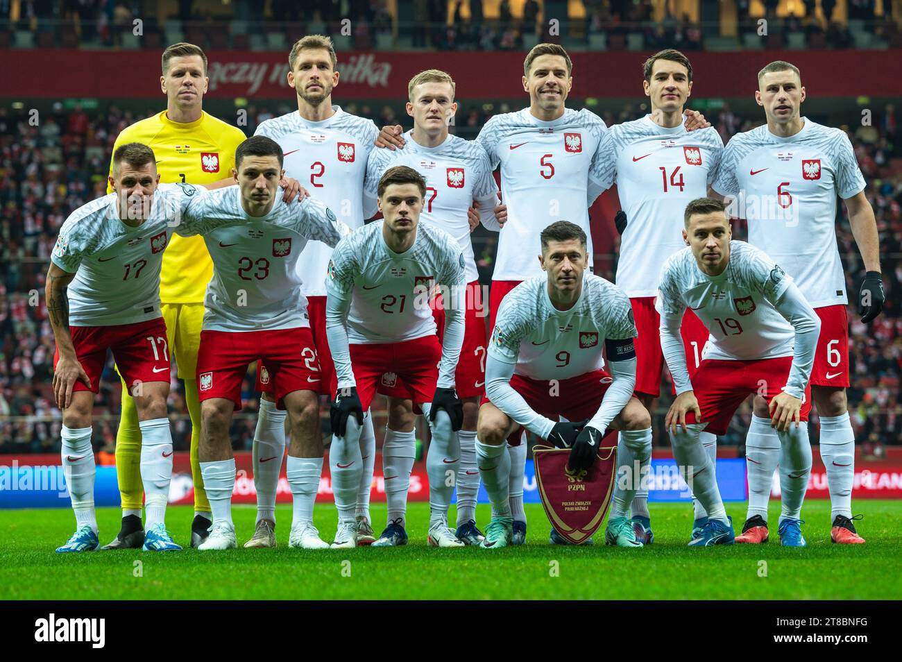 VARSOVIE, POLOGNE - 17 NOVEMBRE 2023 : qualifications pour l'UEFA Euro 2024. Match Pologne - République tchèque 1:1. Équipe de Pologne. Banque D'Images