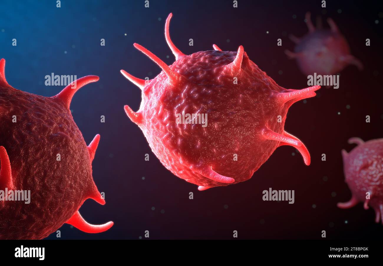 Plaquettes activées, également appelées thrombocytes responsables de la cicatrisation et de la fermeture des plaies - illustration 3d. Banque D'Images