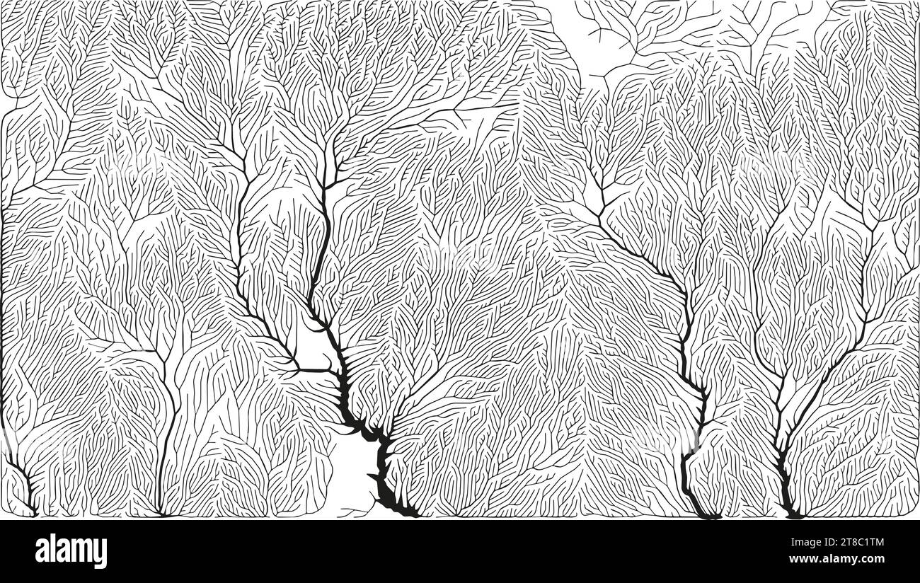 Modèle de croissance. Structure de branchement générative. Filet organique de la texture des vaisseaux. Illustration de Vecteur