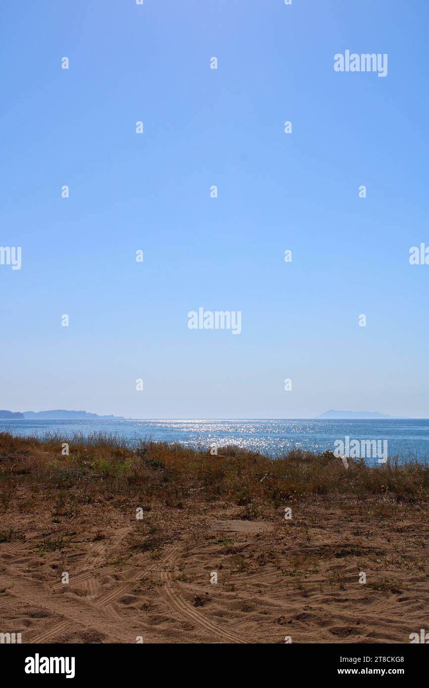 Prairie grossière à Almiros Beach, Corfou, Grèce Banque D'Images