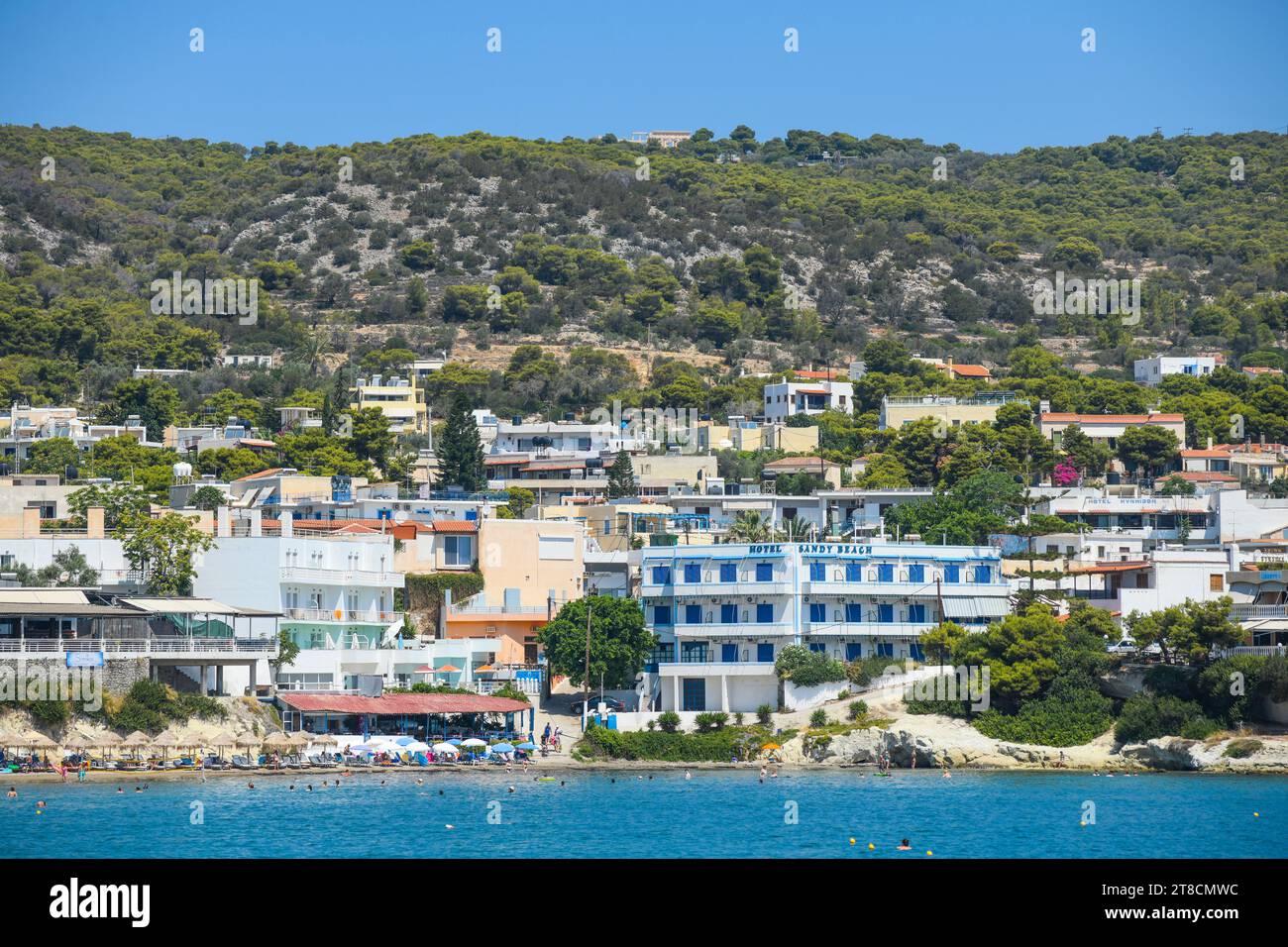 Egine : Agia Marina Beach Grèce Banque D'Images