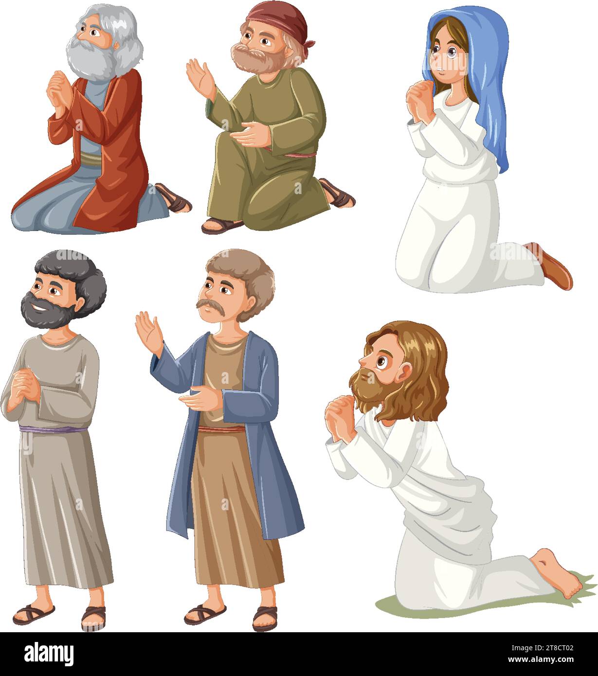 Des personnages de dessins animés vectoriels colorés représentent la naissance de Jésus dans cette illustration vivante Illustration de Vecteur