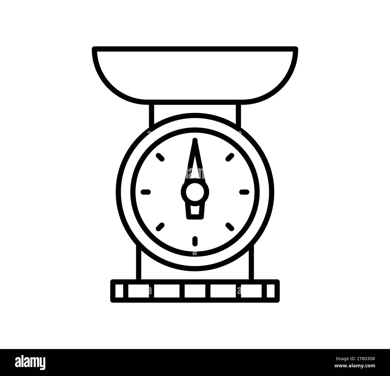 Balance classique de cuisine avec bol de pesée. Balances alimentaires mécaniques analogiques. Illustration vectorielle. Objet de contour isolé sur fond blanc. Illustration de Vecteur