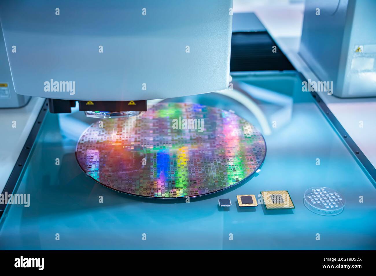 plaquette de silicone sous le microscope Banque D'Images