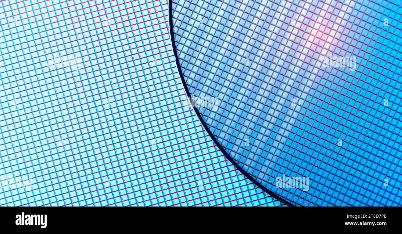 Disque semi-conducteur coloré en silicium Banque D'Images