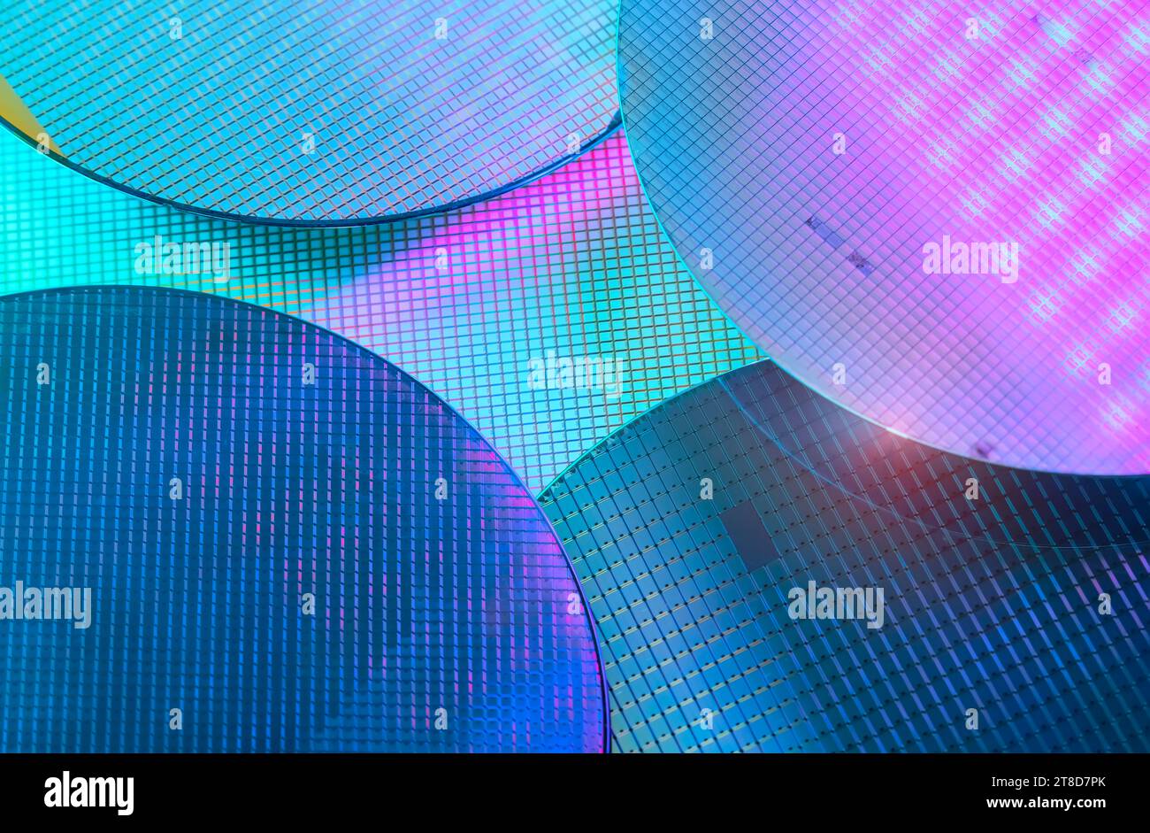 Disque semi-conducteur coloré en silicium Banque D'Images