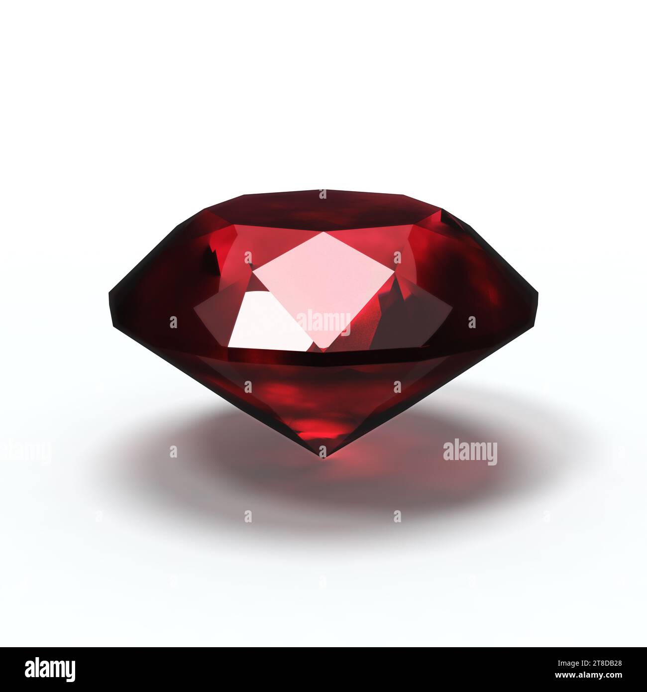 ruby, bijou, pierre précieuse rouge, sur fond blanc Banque D'Images