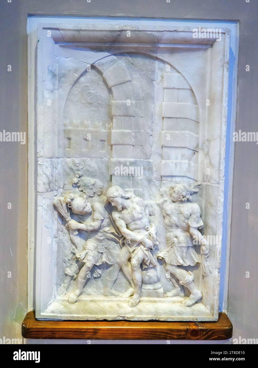 Flagellazione (flagellation) par sculpteur sicilien, marbre, troisième quart du 18e siècle - Museo Diocesiano di Monreale - Palerme, Italie Banque D'Images