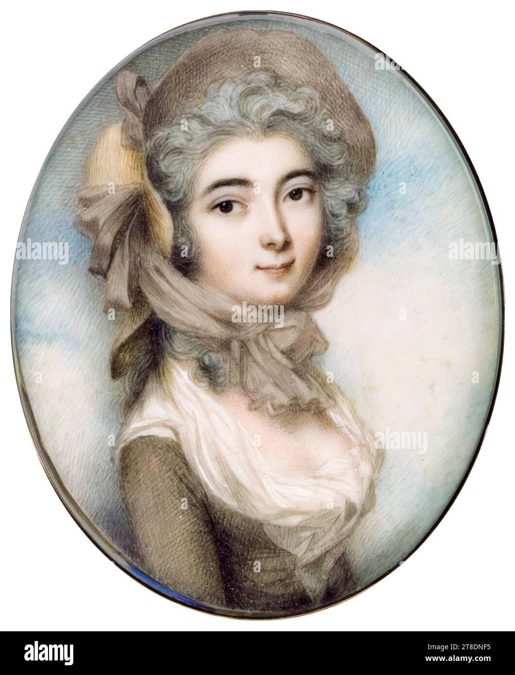 Andrew Plimer, Portrait d'une femme, portrait miniature aquarelle sur ivoire, vers 1785 Banque D'Images Andrew Plimer, Portrait d'une femme, portrait miniature aquarelle sur ivoire, vers 1785 Banque D'Images