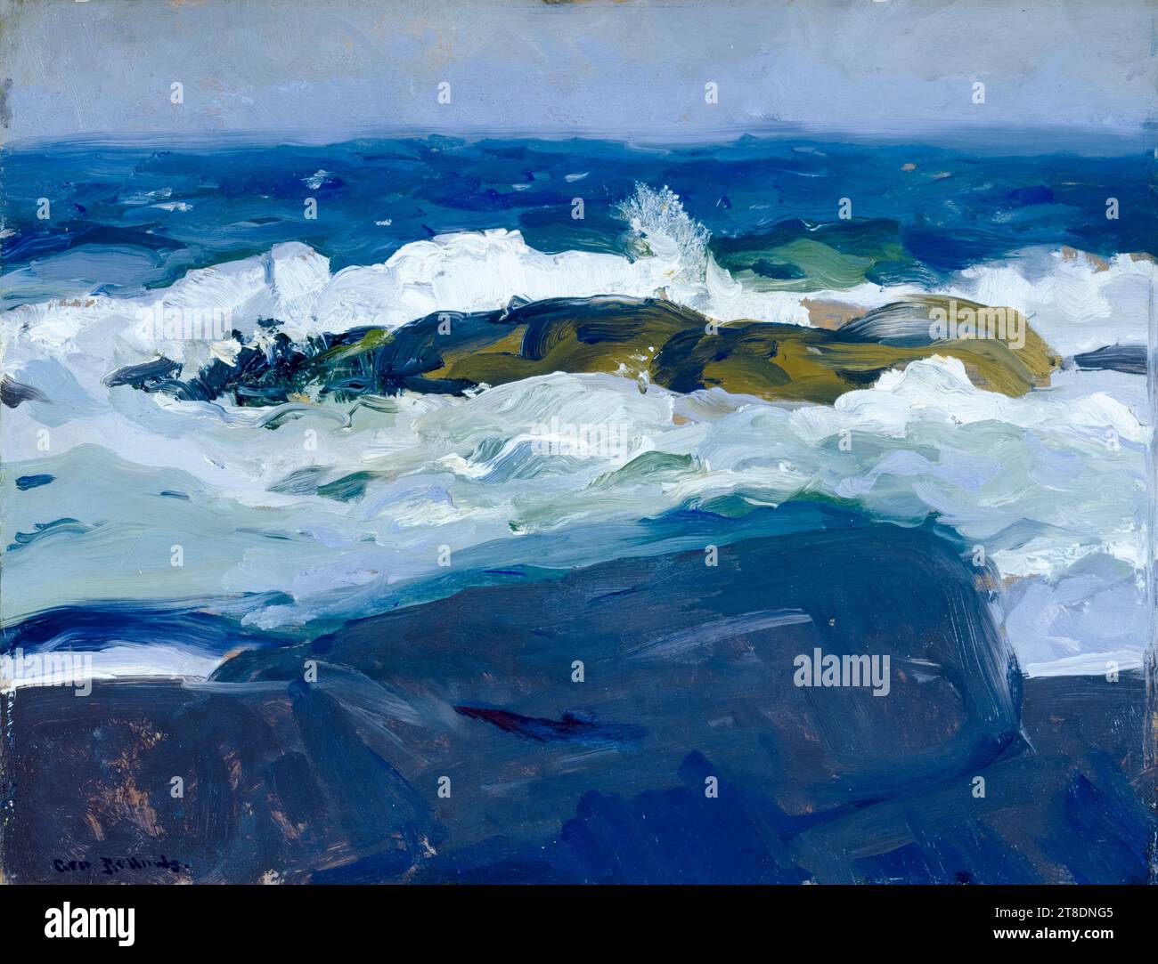 George Bellows, Rock Reef, Maine, peinture de paysage à l'huile sur panneau, 1913 Banque D'Images