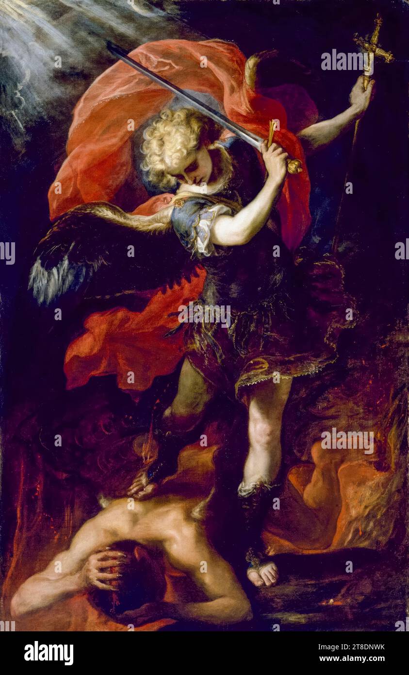 Saint Michel l'Archange, peinture à l'huile sur toile de Claudio Coello, 1660-1669 Banque D'Images