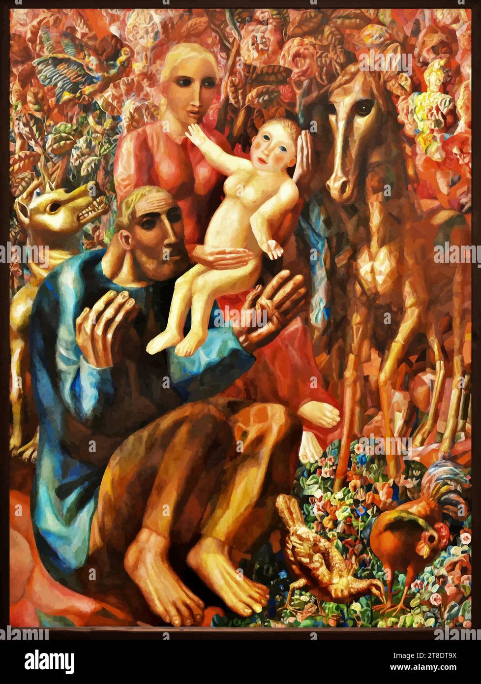 Une famille paysanne dans une grange, 1540 – Jan van Amstel Illustration de Vecteur