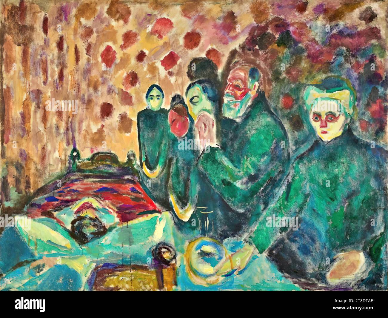 'Near the bed of Death, 1915 (huile, tempera et pastel sur carton) par Artist Munch, Edvard (1863-1944) / Norvégien.' Illustration de Vecteur