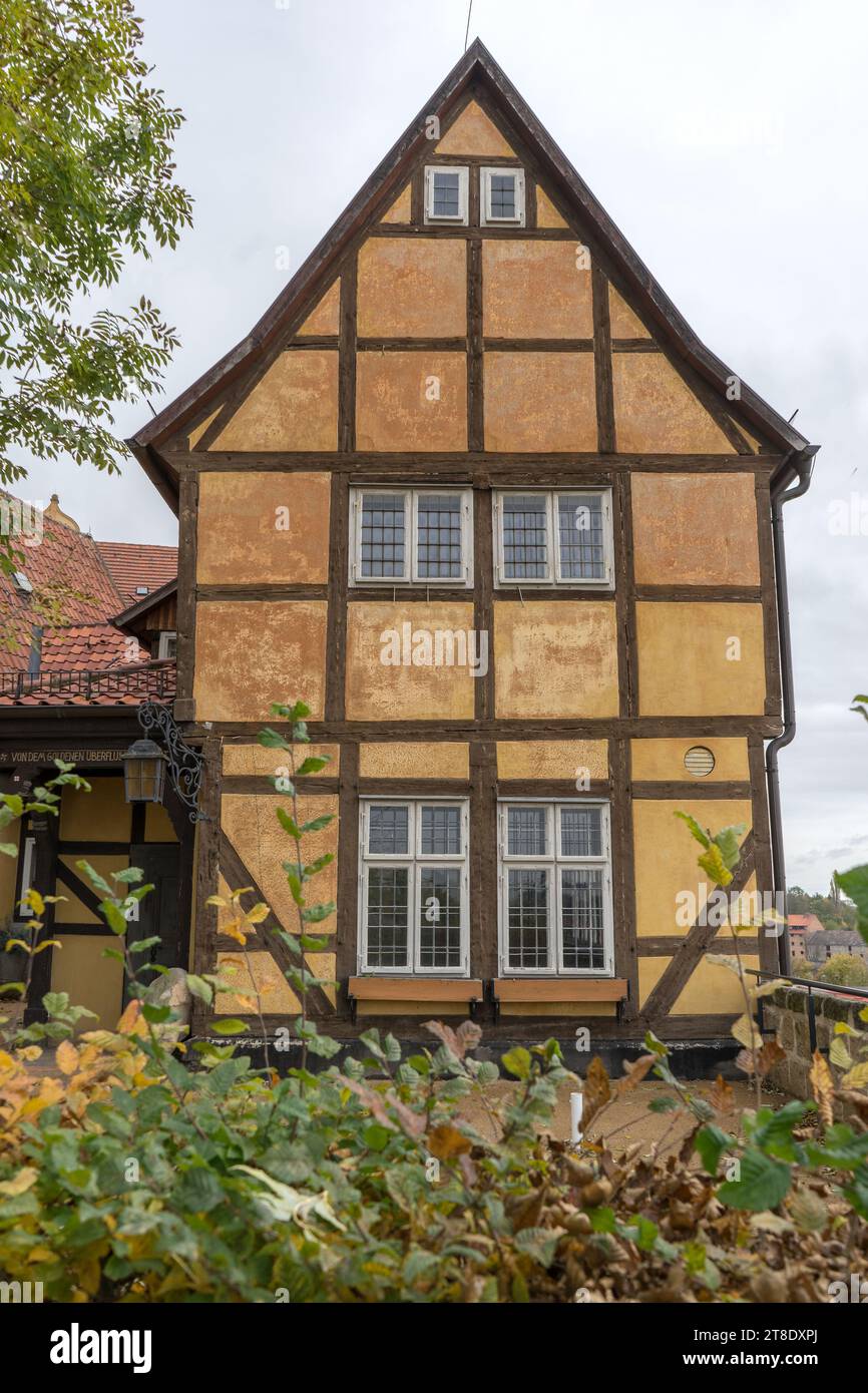 Hous à colombages sur le Schlossberg à Quedlinburg, Allemagne Banque D'Images