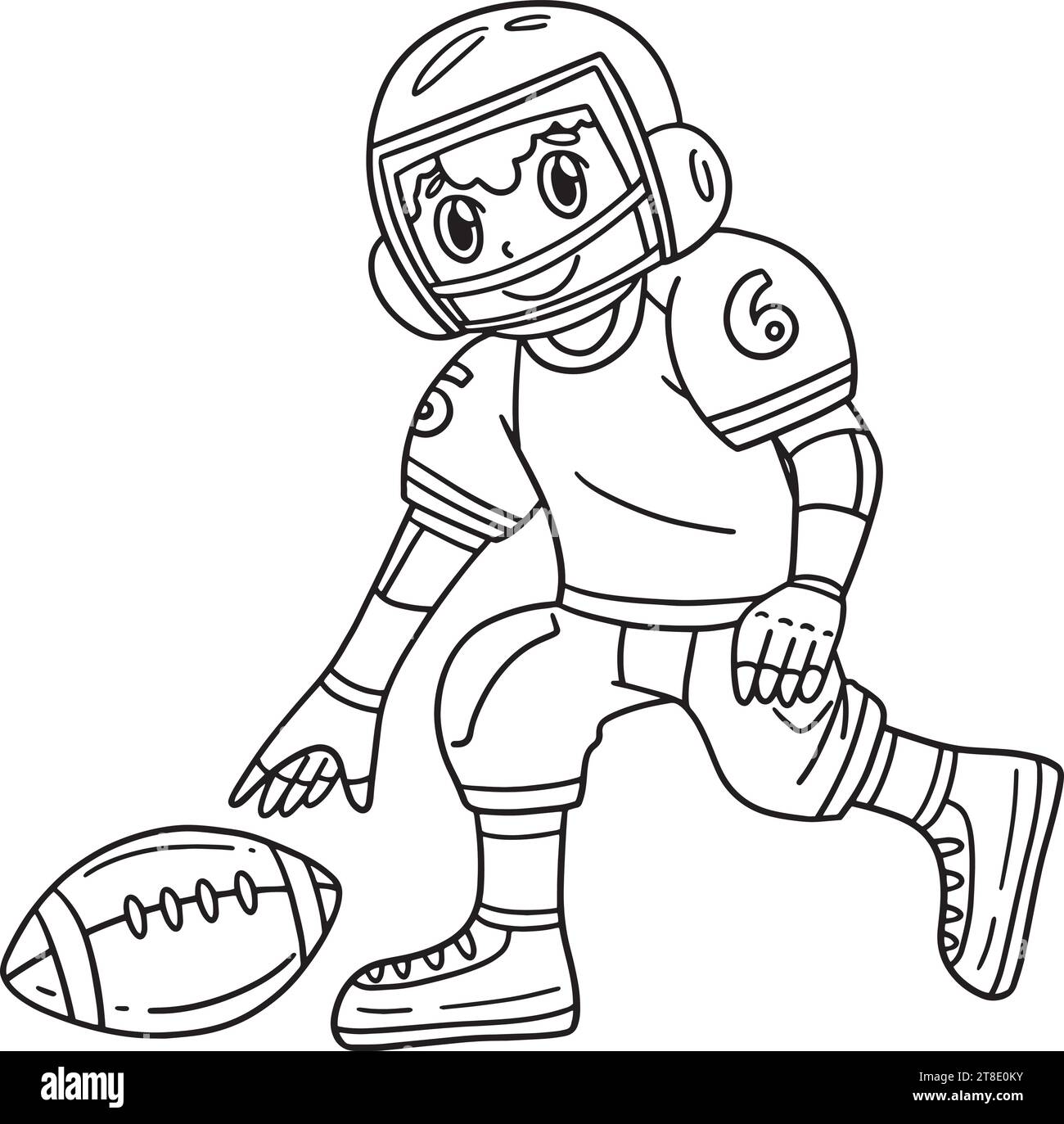 Joueur de football américain ramassant le ballon isolé Illustration de Vecteur