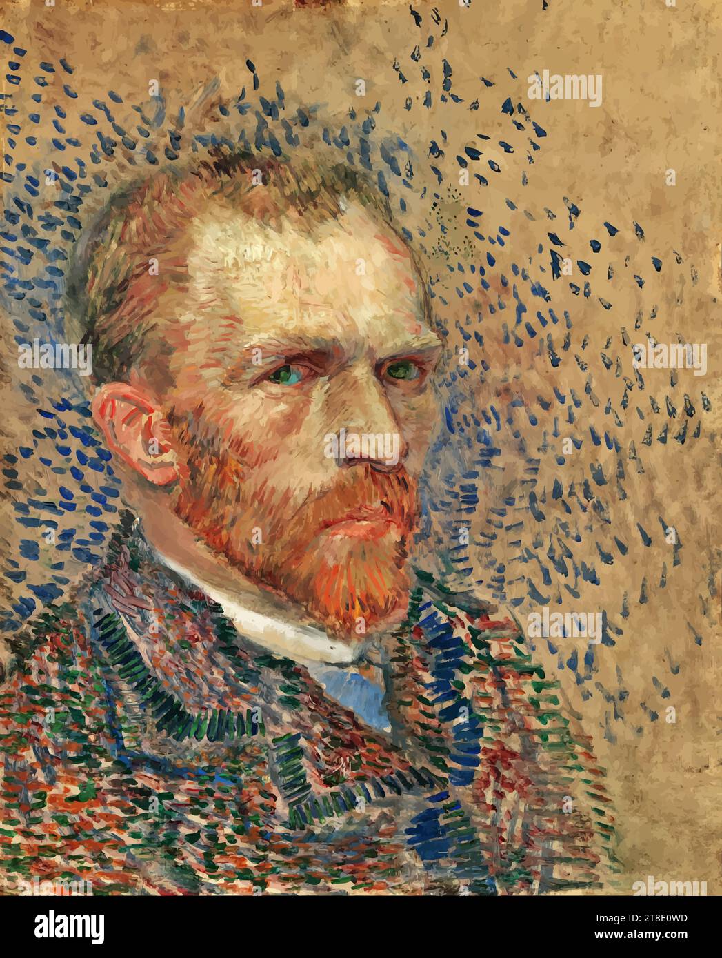 Autoportrait, 1887 (huile sur carton) de l'artiste Gogh, Vincent van (1853-90) / Néerlandais Illustration de Vecteur