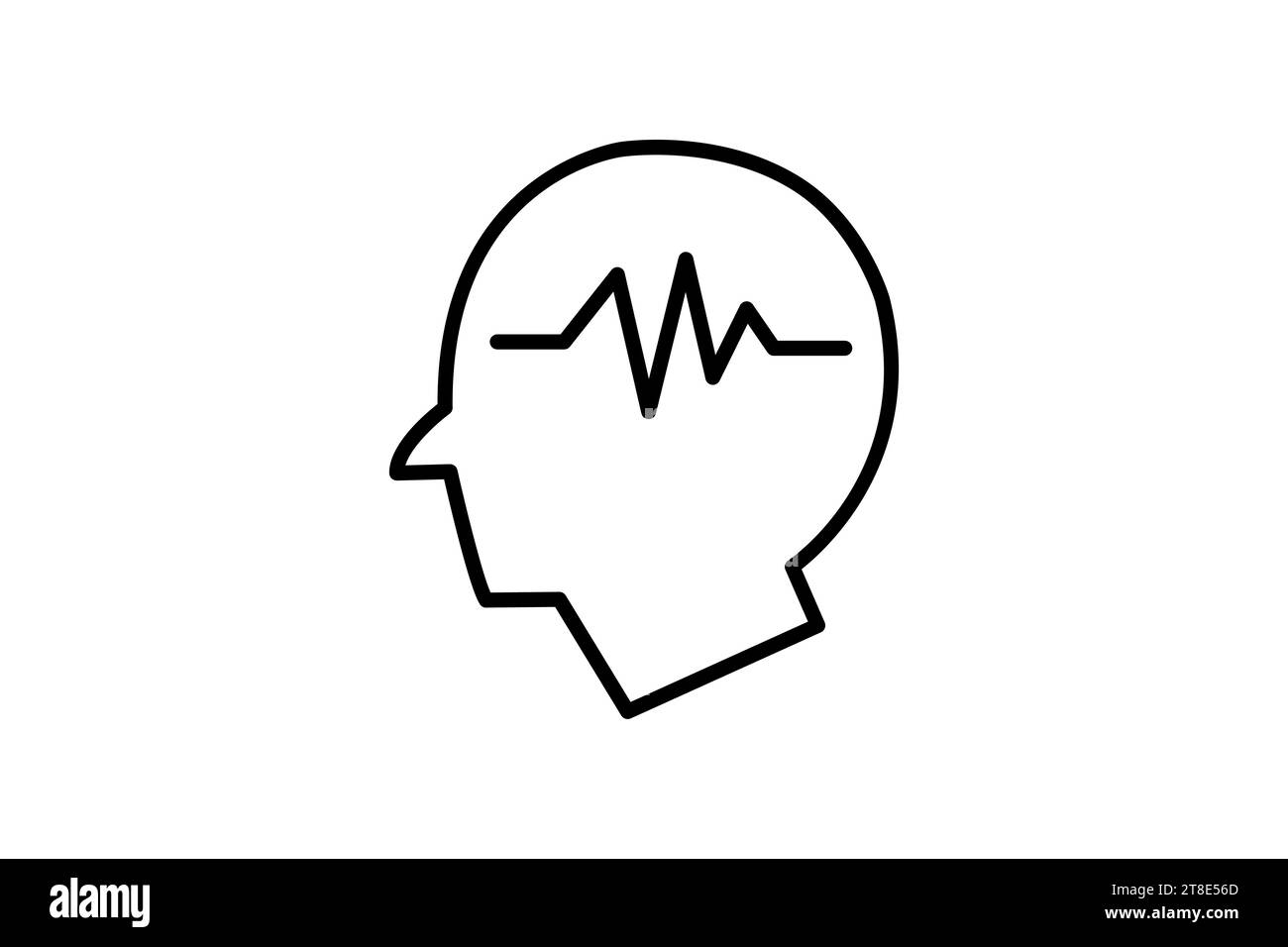 Icône de pouls tête humaine. cerveau médical et santé mentale. icône liée à la méditation, au bien-être. style d'icône de ligne. conception vectorielle simple modifiable Illustration de Vecteur