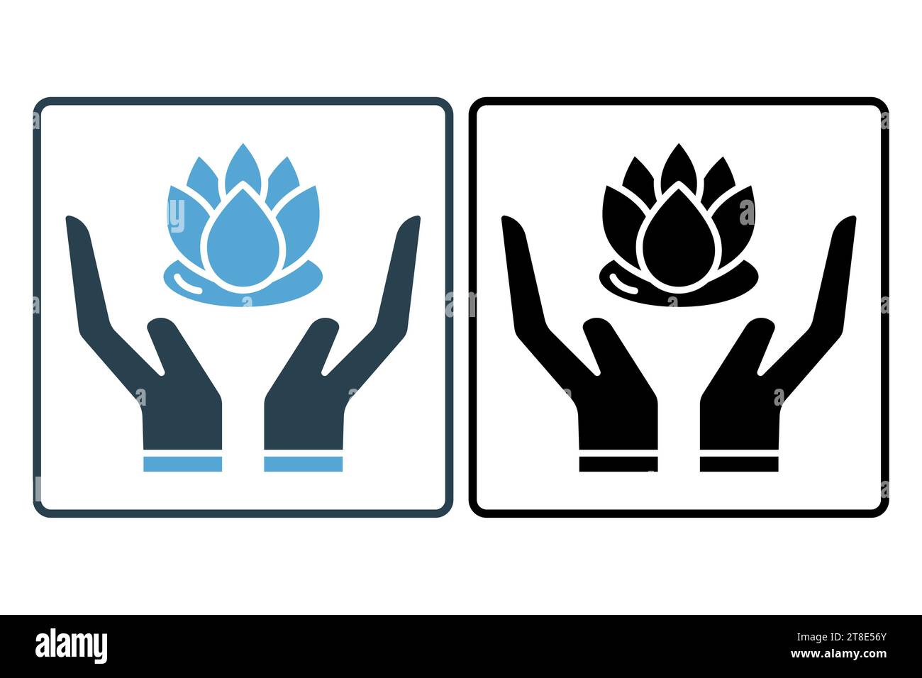 main tenant l'icône lotus. icône liée à la méditation, bien-être, spa. style d'icône solide. conception vectorielle simple modifiable Illustration de Vecteur